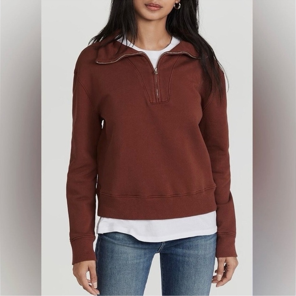 Nili Lotan Rich Brown/Res half zipper Pullover size XS long sleeve cotton